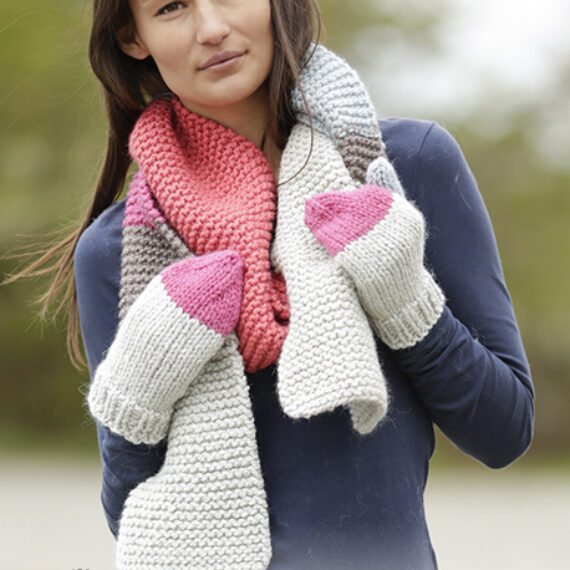 Winter Fair Mittens & Scarf by DROPS Design