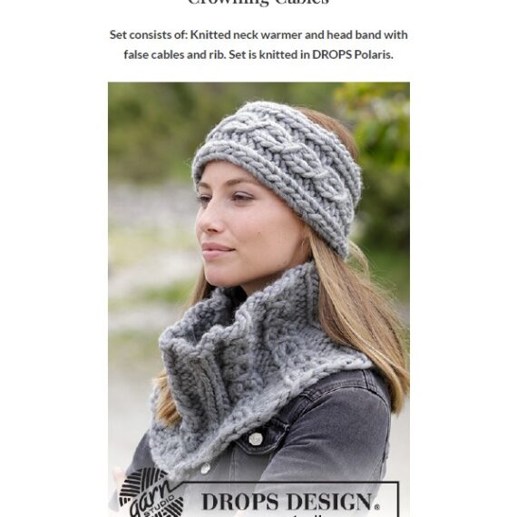Crowning Cables Head Band and Neck Warmer by DROPS Design